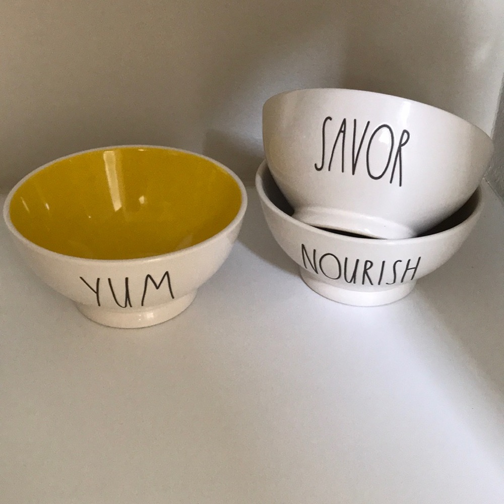 Bundle Rae Dunn Bowls, YUM, NOURISH and SAVOR.